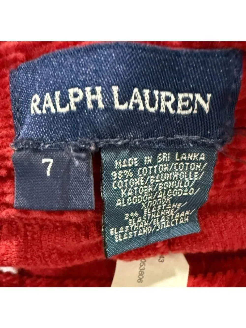 Ralph Lauren Girls Red Corduroy Mini Skirt Size 7 Classic Button Zip Preppy Fall
